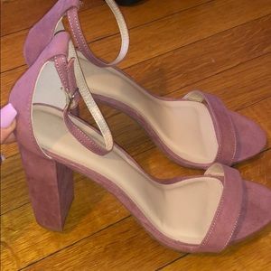 Pink suede high heels